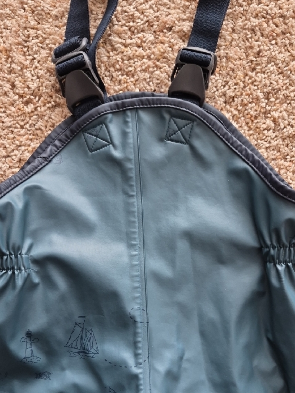 Helly Hansen Teal Kids Waterproof One-Piece Overalls with Reflective Bands - Picture 2 of 5